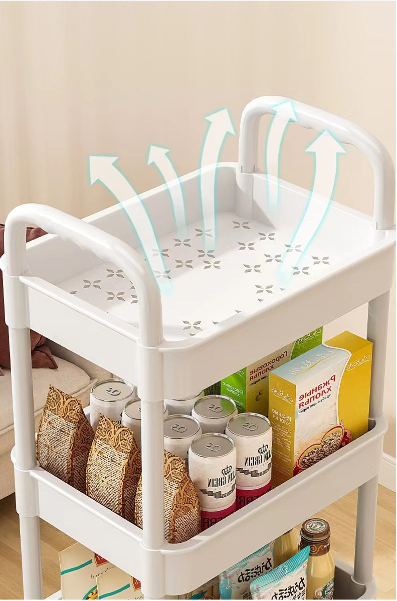 3 Tier Storage Trolley Cart On Wheels Kitchen Bathroom Laundry Rolling Rack — image 4