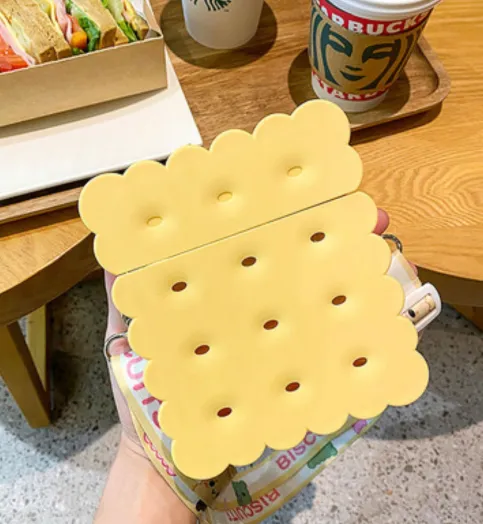 Girl Heart Square Biscuit With Straw Plastic Cup Student Portable Ins Water - Yellow