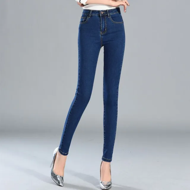 Jeans Trousers And Feet Pants Are Thin And Tight Elastic Women Blue - Shop at LoveMi