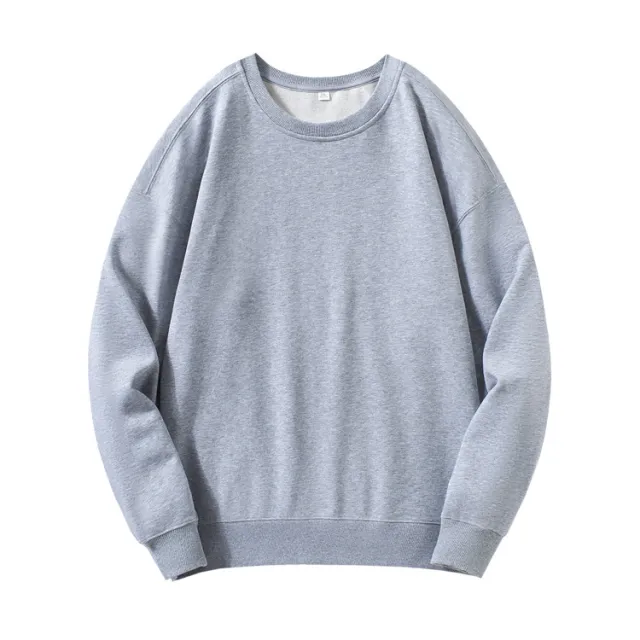 Round Neck Sweater Men's Combed Cotton Drop Shoulder Pullover Hemp Ash 3Xl - Shop at LoveMi