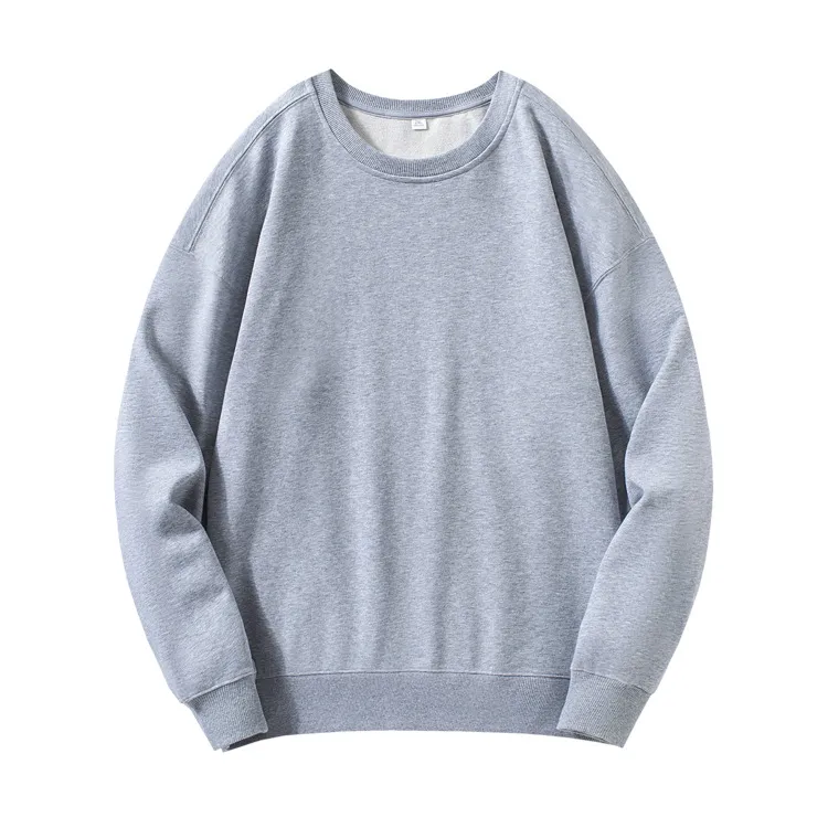 Round Neck Sweater Men's Combed Cotton Drop Shoulder Pullover - Hemp Ash-3Xl