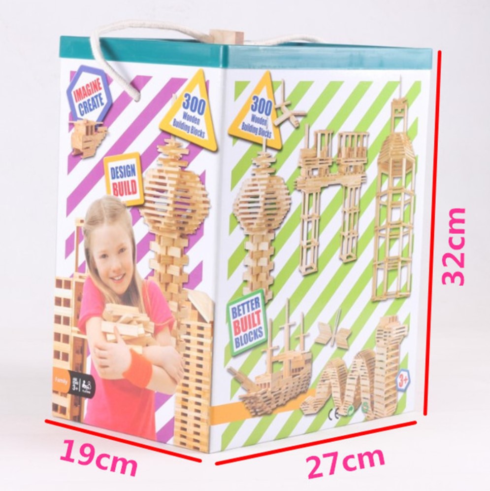 Rectangular Wood-colored Building Blocks Stacked In Layers 3