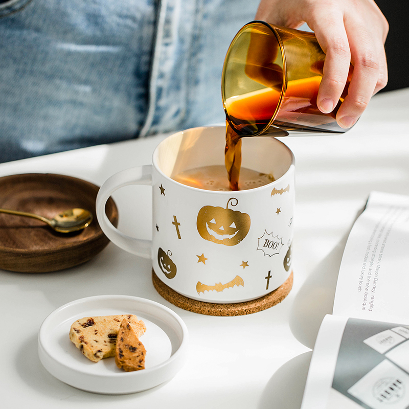 Halloween Mug With Lid Spoon Gift Box Large Capacity Ceramic