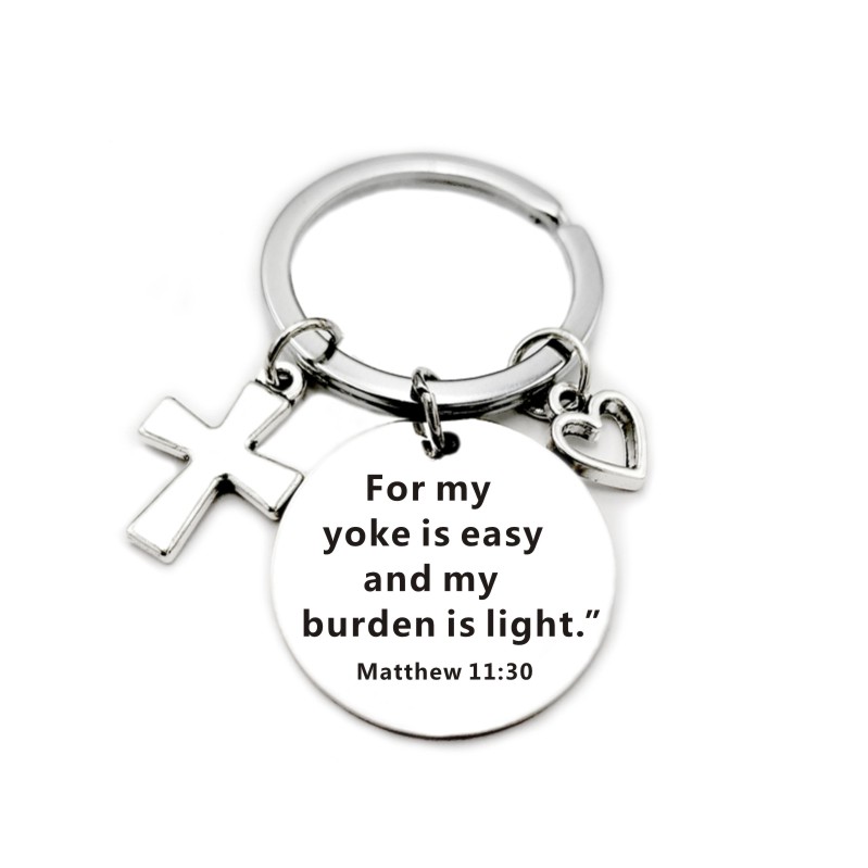 … Scripture Pendant Cross Heart Charms Keychain