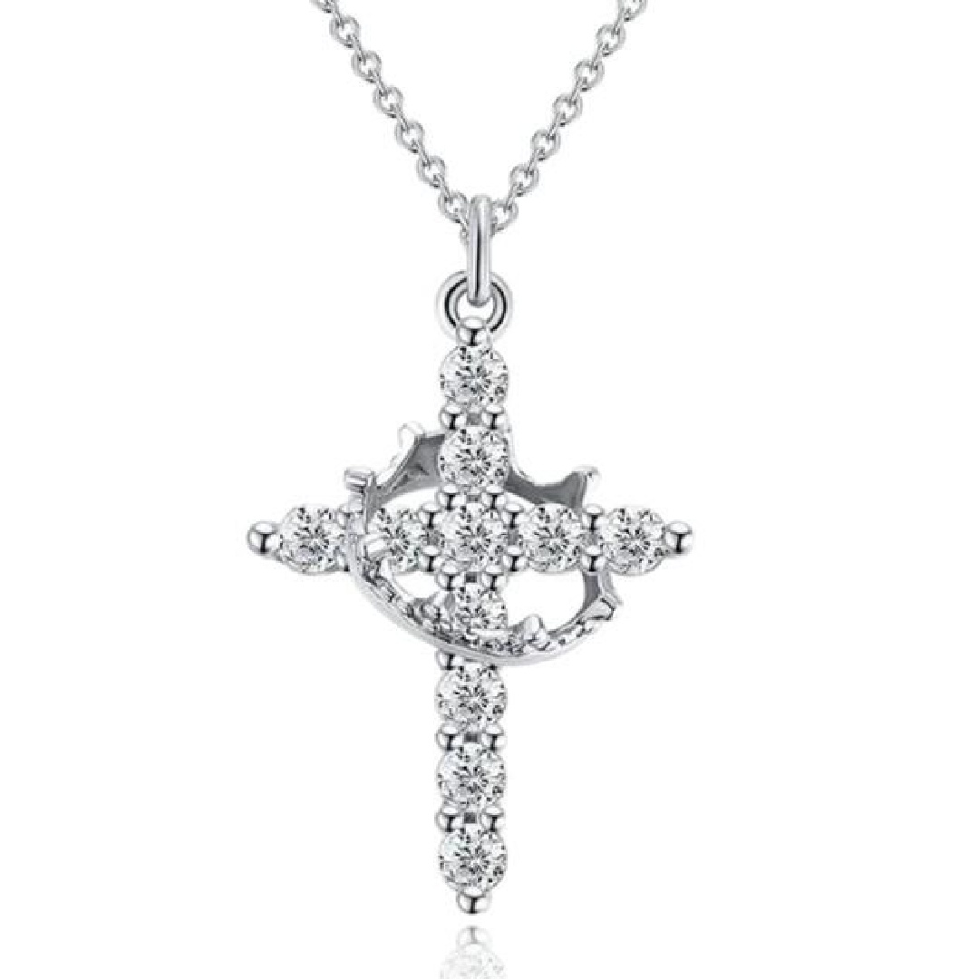 Christian Religious Symbola Drop Classic Crown & Cross Pendant Choker Easter Necklace For Women & Men & Girls Pretty Crown Cross Necklace For Daily Party Clothing Decor Trendy All-match & Exq