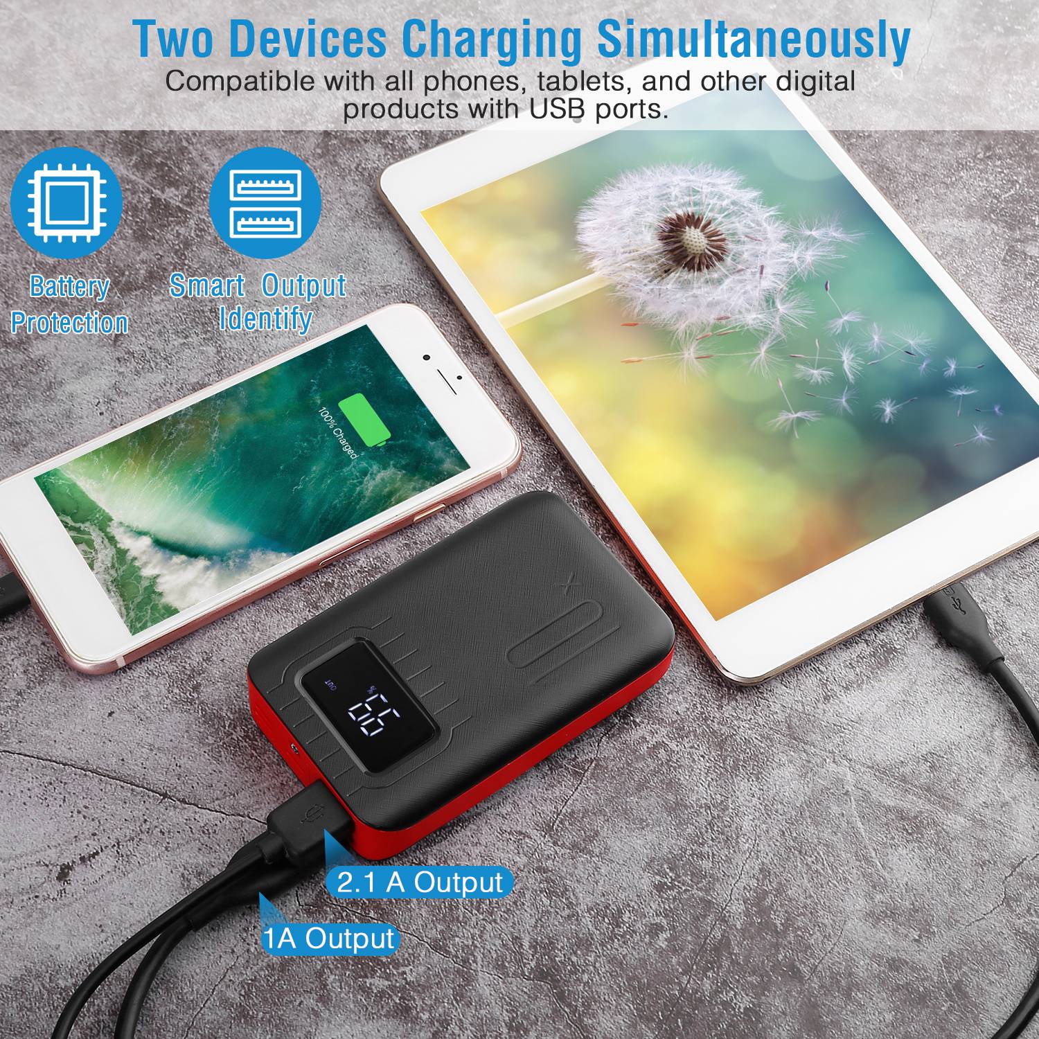 1Pc 1W MAh Portable Power Bank External Battery Pack Charger Dual USB Charge Interface With LCD Display Flashlight Type C Micro USB Lightning Input — foto 9