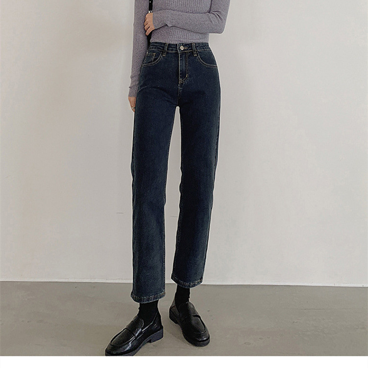 High Waist Black Jeans Women's Slim Straight Cigarette Pants Blue Grey - Shop at LoveMi