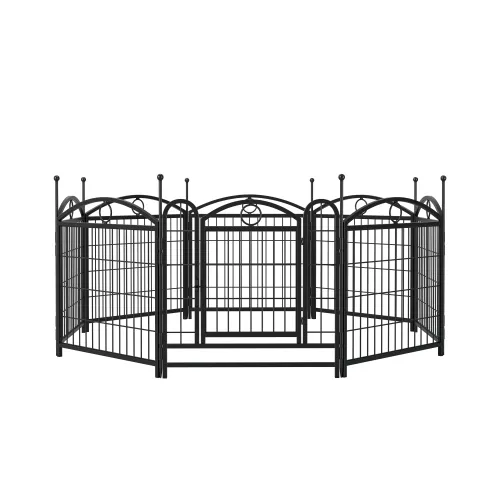 Dog Playpen Indoor 24 Inch 8 Panel Metal Dog Playpen Black - Shop at LoveMi