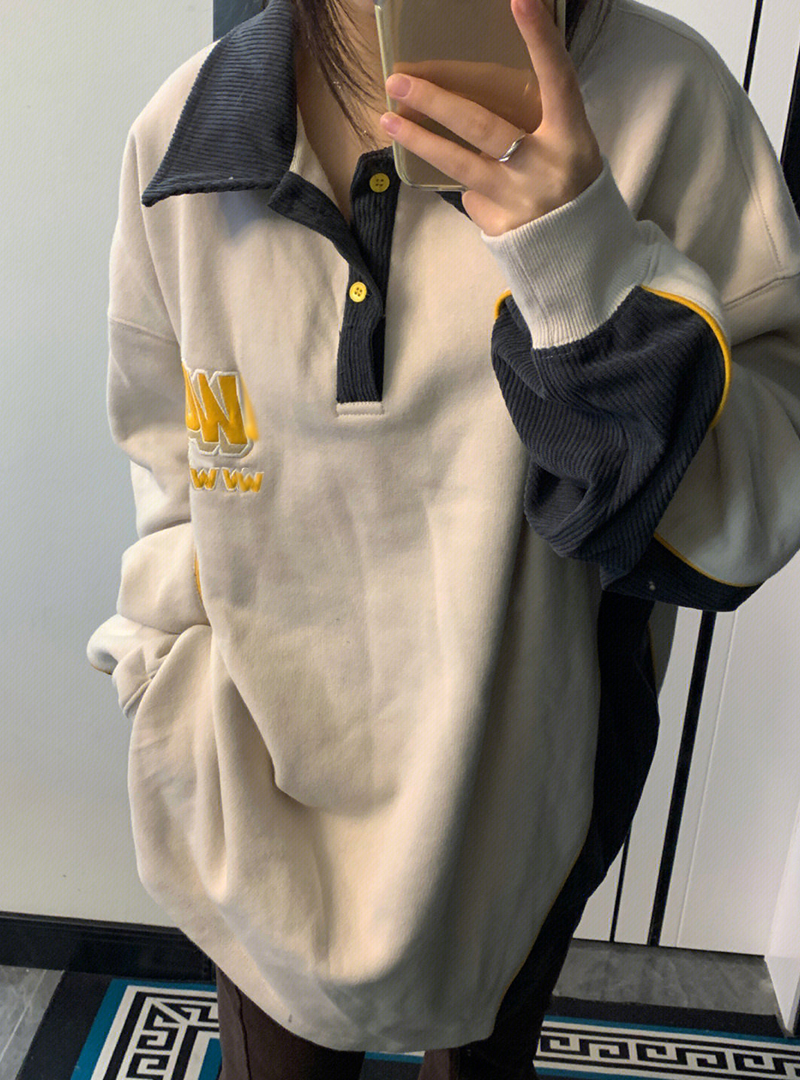 Vintage Polo Collar Hoodie Lady