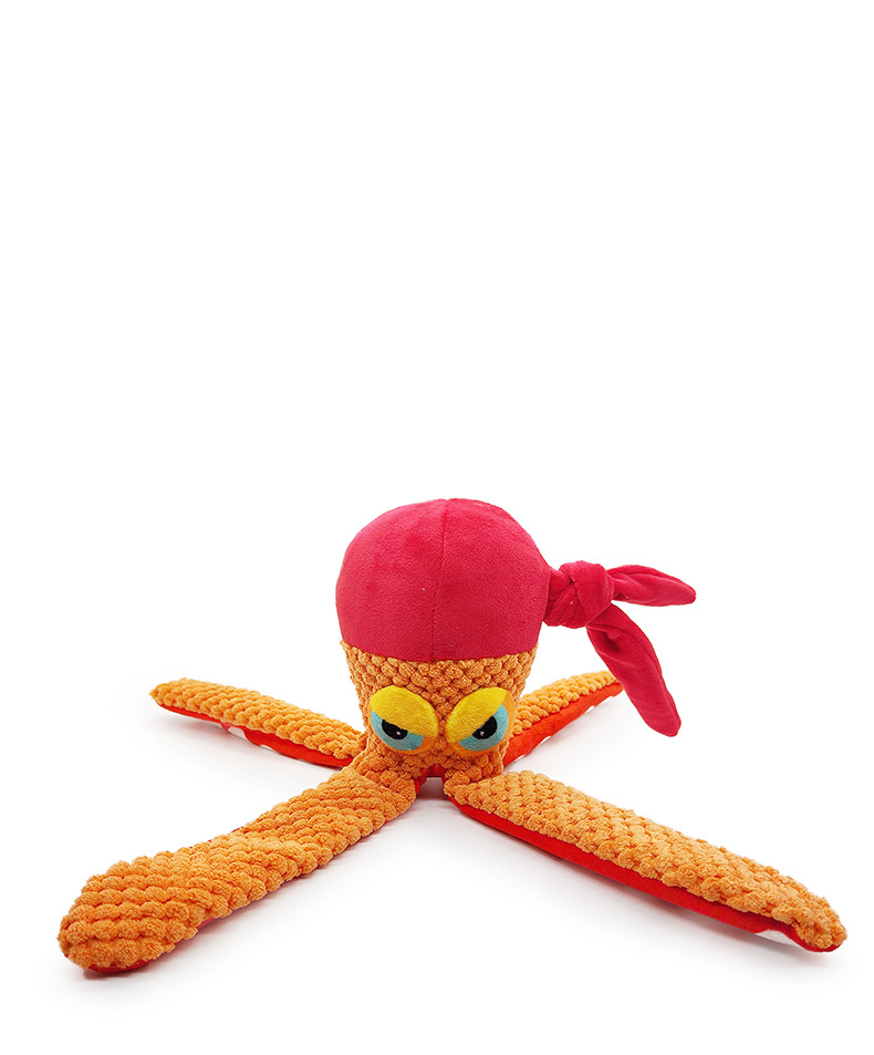 Title 5, Squeaky Octopus Plush Dog Toy With Creased Pape...