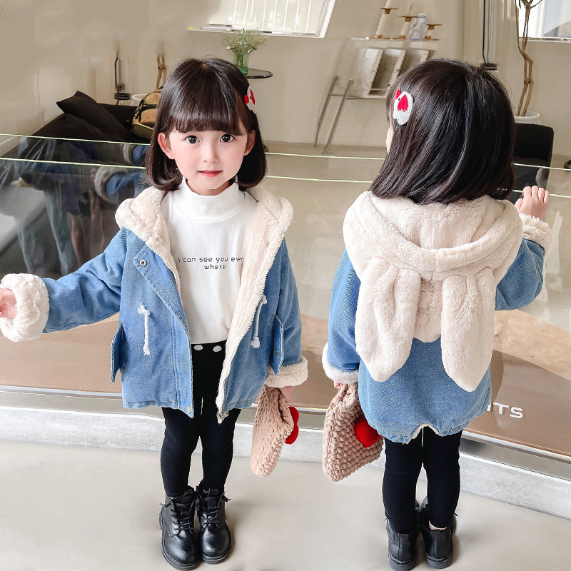 Girls' Denim Jacket Girls' Baby Plus Velvet Thickening — foto 4
