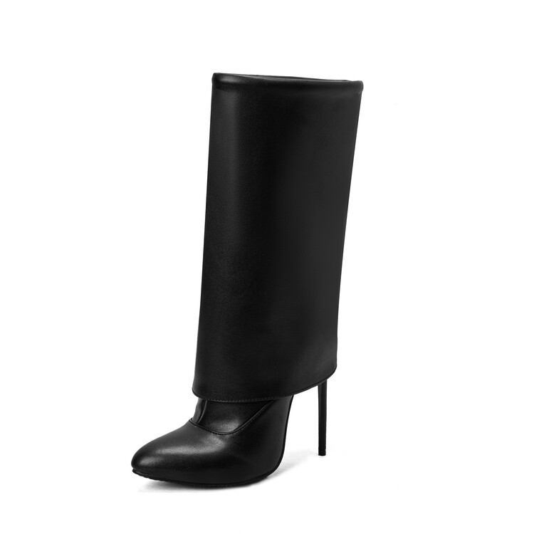 Title 8, Botas femininas de moda cor sólida com zíper la...