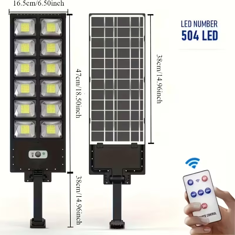 504LED Solar Induction Motion Sensor Street Lamp, Remote Control Solar Wall Light With 3 Lighting Modes, 4500mAh,Dusk To Dawn Security Lighting For Garden Schools, Streets, Courtyards, Garden