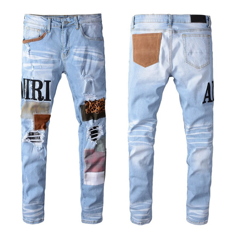 Title 3, Jeans skinny strappati con patch in tessuto leo...