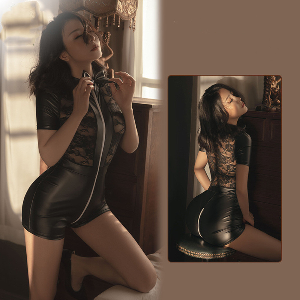 Title 4, Underwear Lace Patent Leather Crotch Jumpsuit