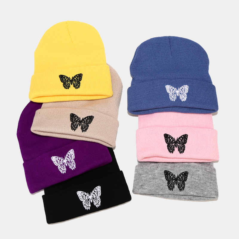 The New Butterfly Print Knitted Hat