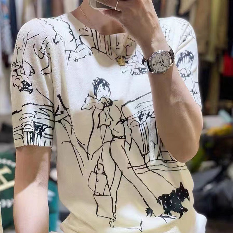 Women's Ink Print Bottoming Short Sleeve T-Shirt