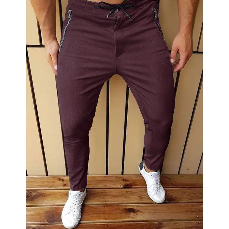 New Men's Zipper Tether Casual Pants Men's Pants