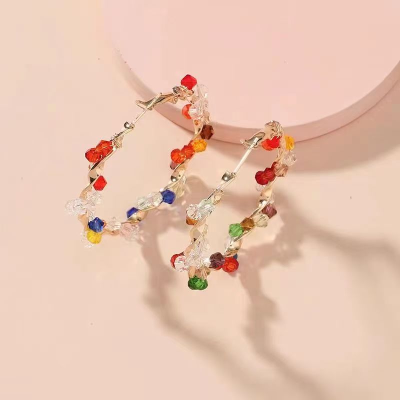 New Zircon European Handmade Colorful Crystal Earrings, Niche Design Big Hoop Earrings Jewelry Gift For Women New Zircon European Handmade Colorful Crystal Earrings, Niche Design Big Hoop Earrings Jewelry Gift For Women