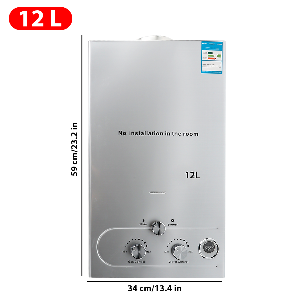 Gas Hot Water Heater Portable Shower Camping LPG Caravan Outdoor Instant-12 L