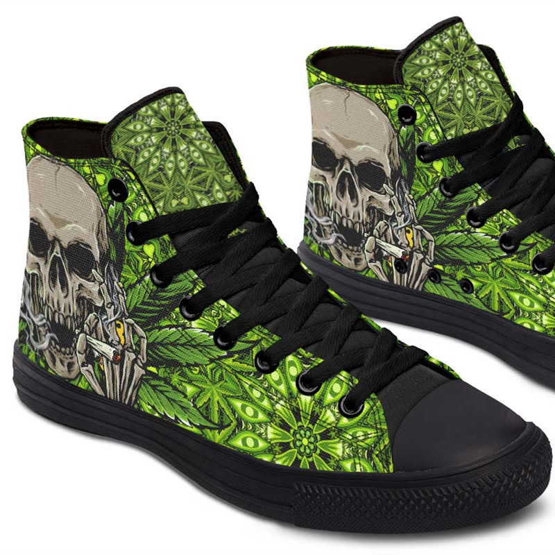 Men's And Women's Fashion Color Printing High-top Canvas Shoes