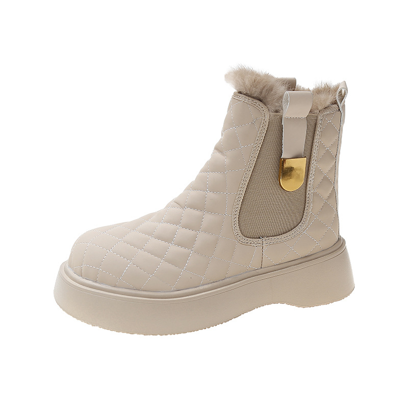 Women's Hairy Mouth Warm Wedge Round-toe Sleeve Boots