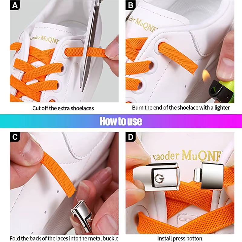 Stretch No Tie Shoelaces  Magnetic No Tie Shoelaces Magnetic Shoe Strings,Shoelaces Magnetic Lock Flat Elastic No Tie For Easy Fastening