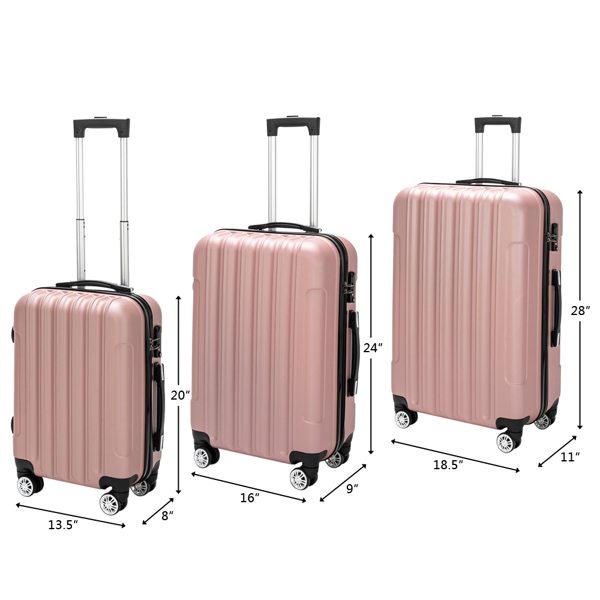Vertical 3-in-1 Spinner Wheel With Handle Trolley Box 20in 24in 28in ABS Aluminum Alloy Trolley Fashion Color - Rose Gold — foto 3