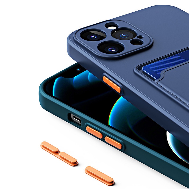 Coque de téléphone en silicone givré avec emplacement pour carte – noire – Samsung S22
