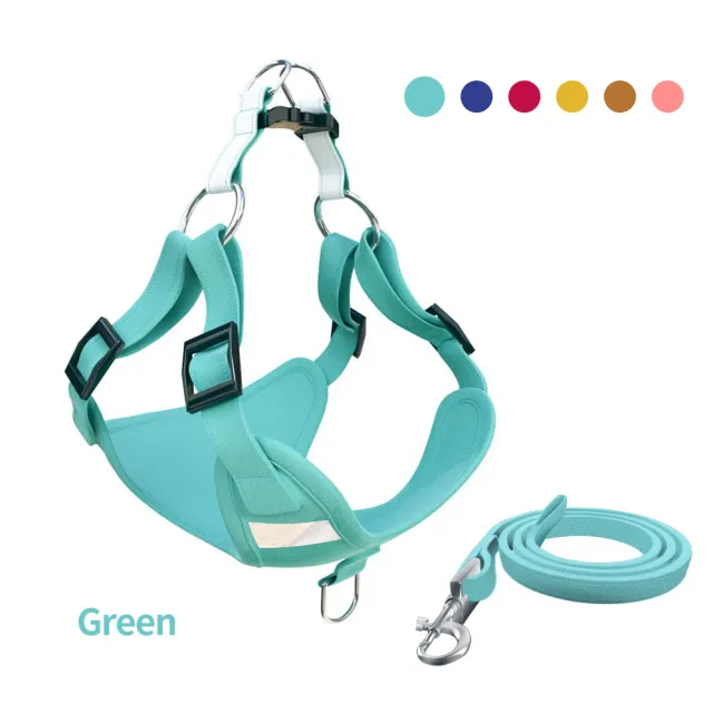 Dog Vest Type Traction Rope Chest Back Suit Reflective Dog Rope Suede Cat Chest Back Green - Shop at LoveMi