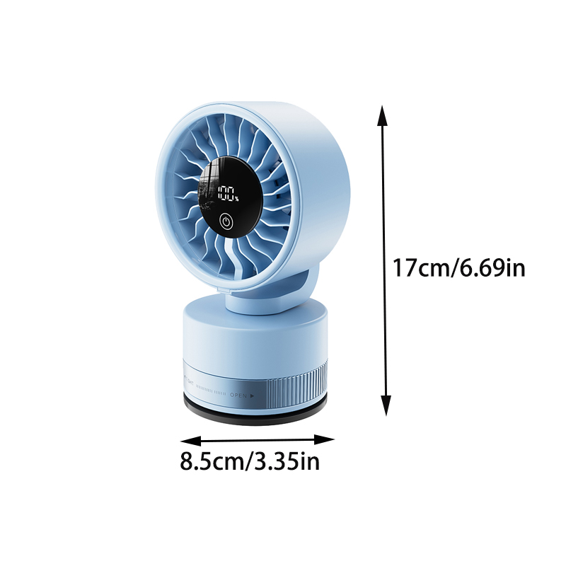 4000 MAh High Capacity Suction Cup Fan With Ultra Strong Suction, Can Be Used As A Bathroom Fan Or Car Fan,Features Five Adjustable Speed Settings And An LED Digital Display thumbnail 7