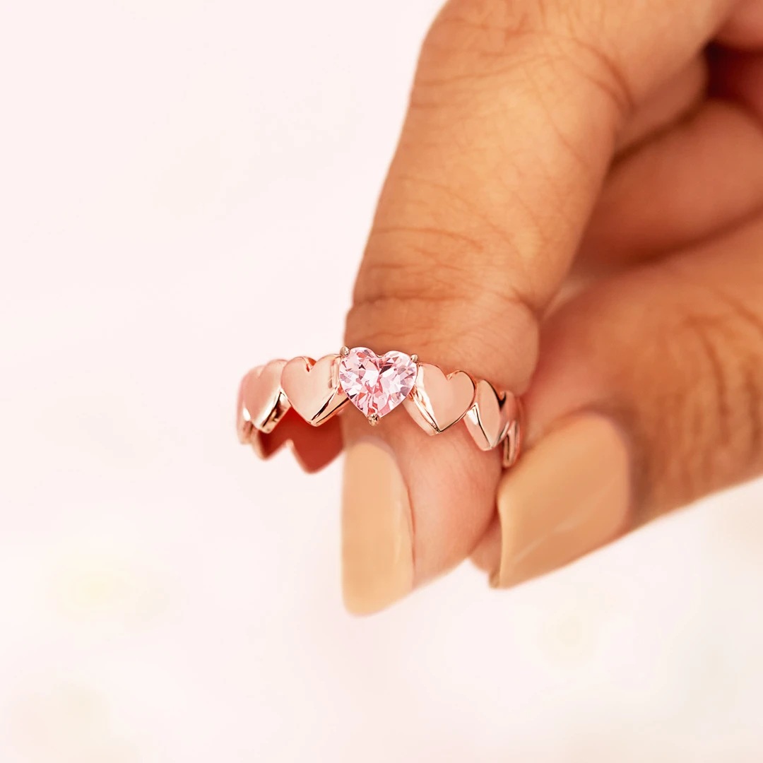 Fashion Creative Simple Diamond Rose Gold Love Ring