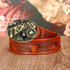 Men's And Women's Fashion Texas Cow Head Belts - Brown - View 1