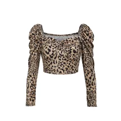 Women's New Leopard Print T-shirt - Brown - View 1