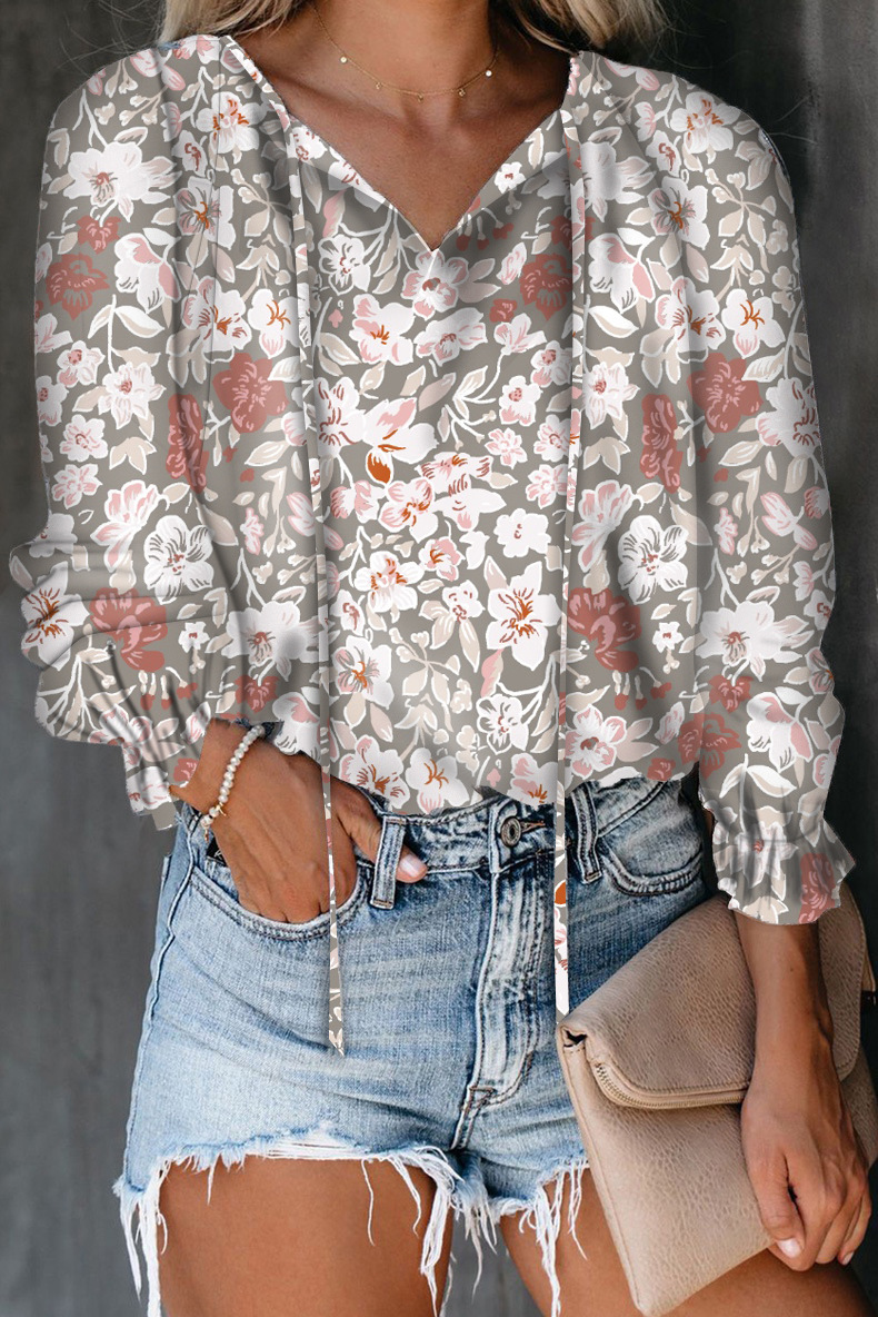 Title 3, Printed Long-sleeved Casual Loose Chiffon Shirt