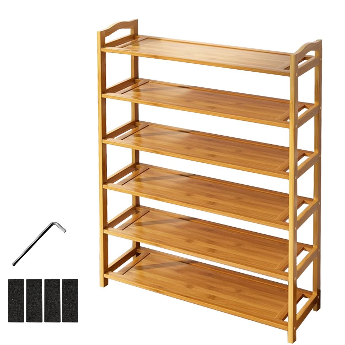 6-story Bamboo Shoe Rack 107 X67 X 24cm - UK
