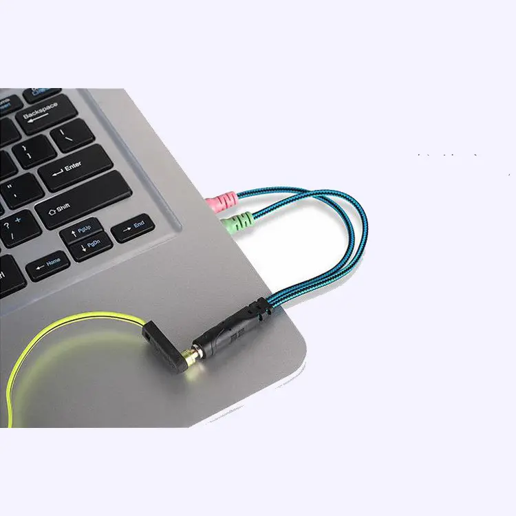 3.5mm One-to-two Audio Aux Headphone Microphone Adapter