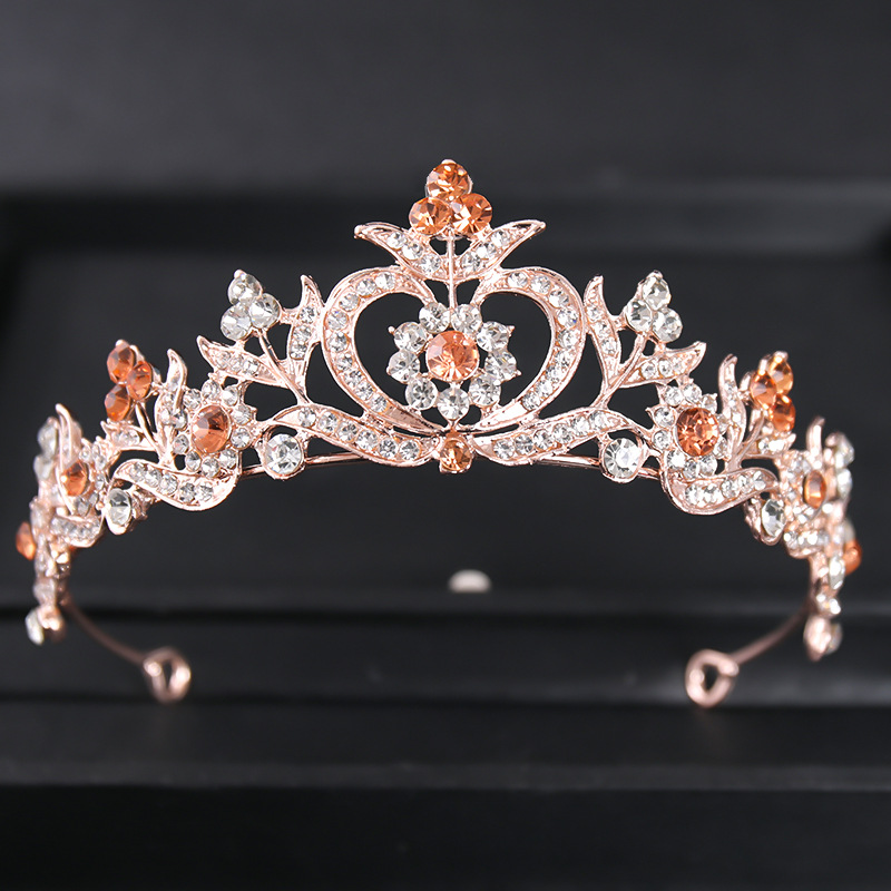 Baroque Bridal European And American Pearl Hair Accessories Alloy Rhinestone Crown