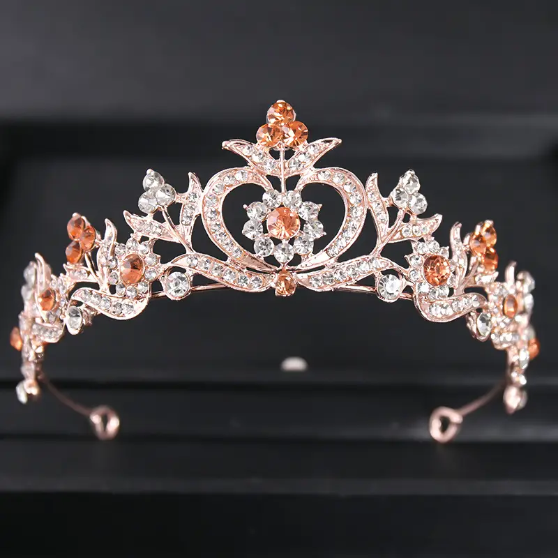 Baroque Bridal European And American Pearl Hair Accessories Alloy Rhinestone Crown