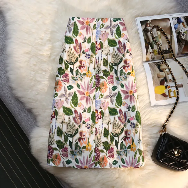 High Waist Mid Length One Step Floral Hip Skirt Midi Skirt - Shop at LoveMi