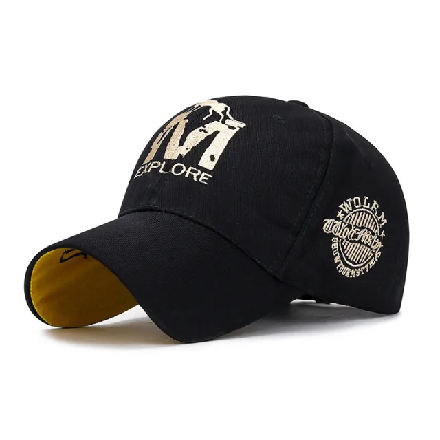 Embroidered M Wolf Baseball Spring Casual Men And Women Black Gold Embroidery - Shop at LoveMi