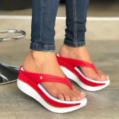 Cross-border European And American Slippers Summer Flip Flops Thick Bottom - Red - View 1