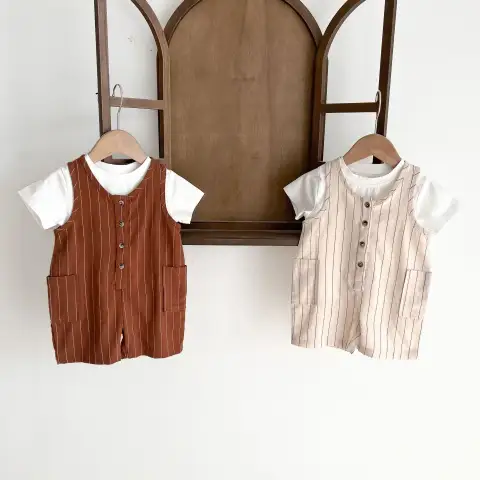 Short Sleeve Jacket Two-piece Baby Bib Suit