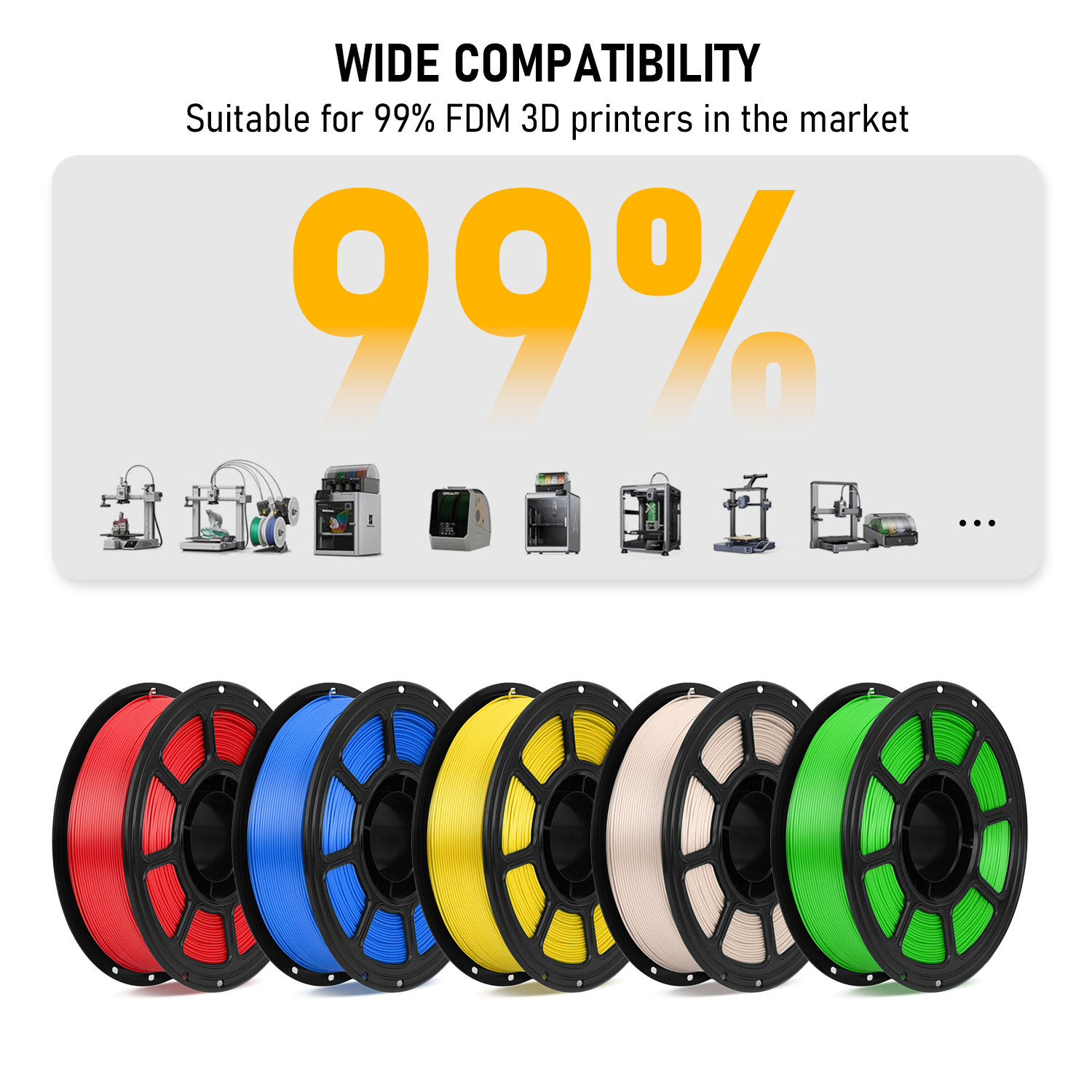 PLA 5 Pack 3D Printer Filament, 1.75mm PLA Filament Bundle, 5 Rolls Set For FDM 3D Printers, Smooth Printing, Low Warping, Easy To Print, Multi Color Filament F
