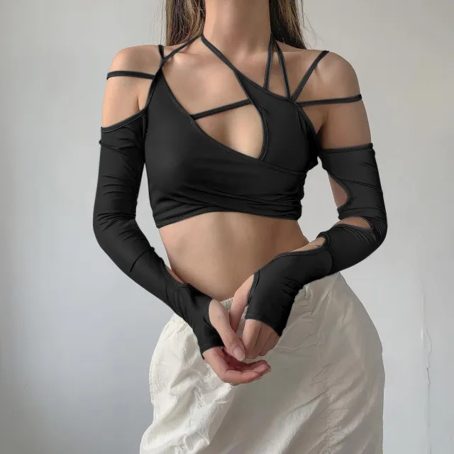 Summer Women's Solid Color Halter Halter Top Black - Shop at LoveMi