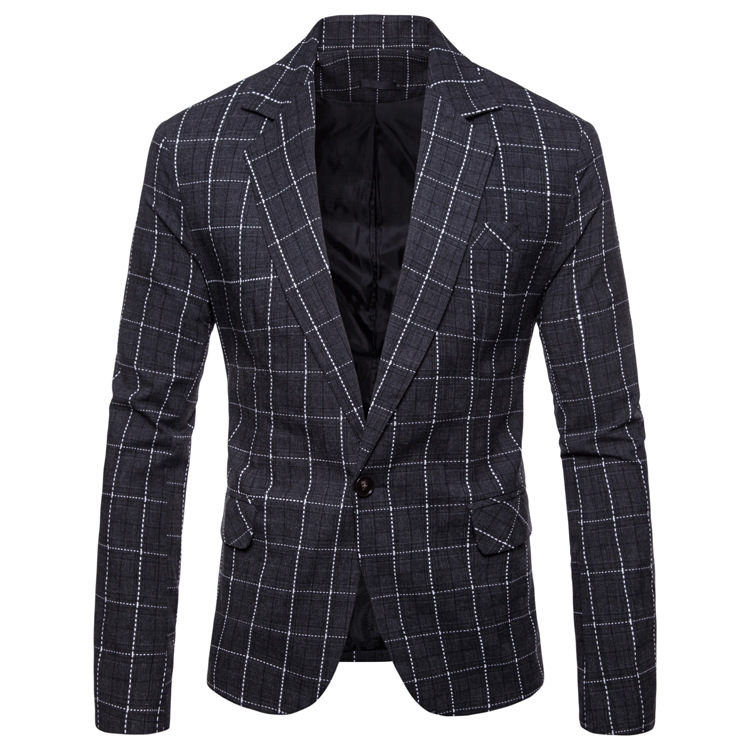 Men's Fashionable Casual Plaid New Suit Coat