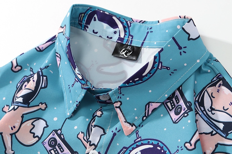 Title 5, Japanse ruimtekat print shirt met lange mouwen ...