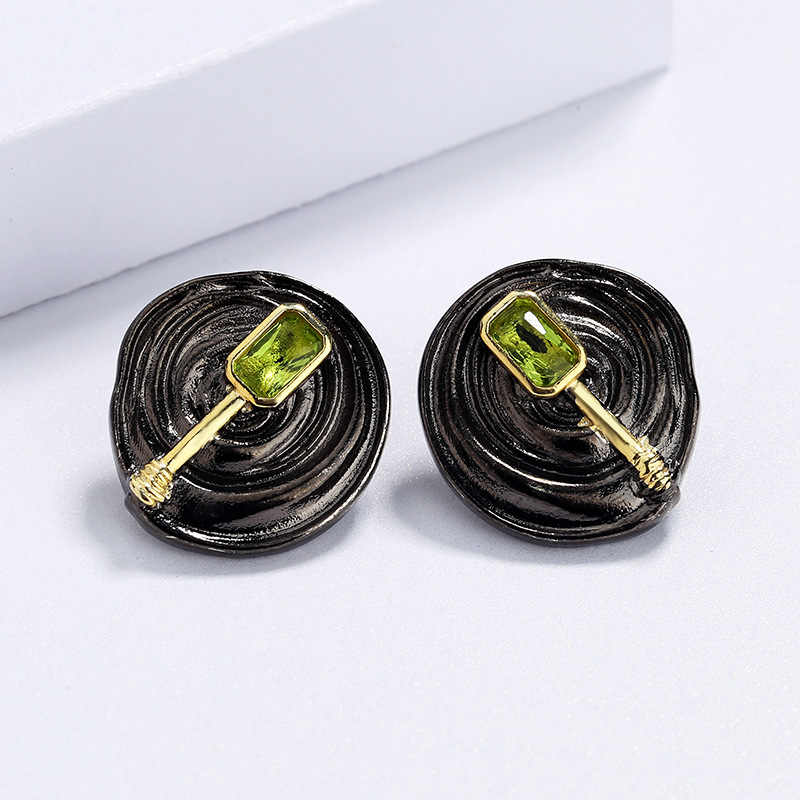 Black Gold Double Color Metal Twist Braided Twist Earrings