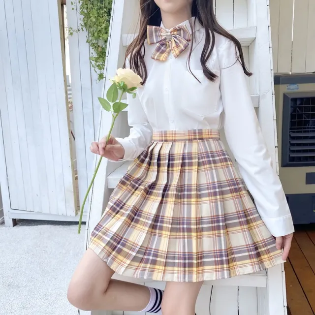 Ladies JK Uniform Pleated Skirt College Style Suit Skirt And Bow - Shop at LoveMi