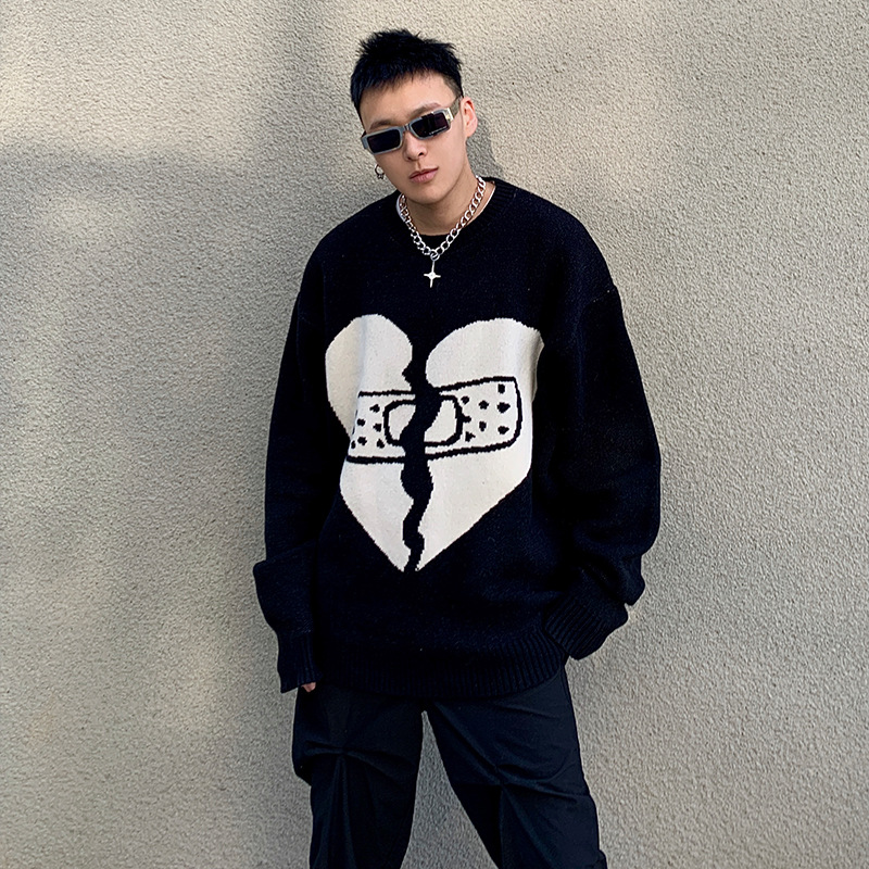 Japanese Lazy Sweater Men's Band-aid Small Neckline Jacket